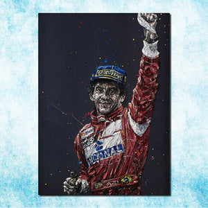 Ayrton Senna F1 racing champion Silk Canvas Poster 13x18 inches