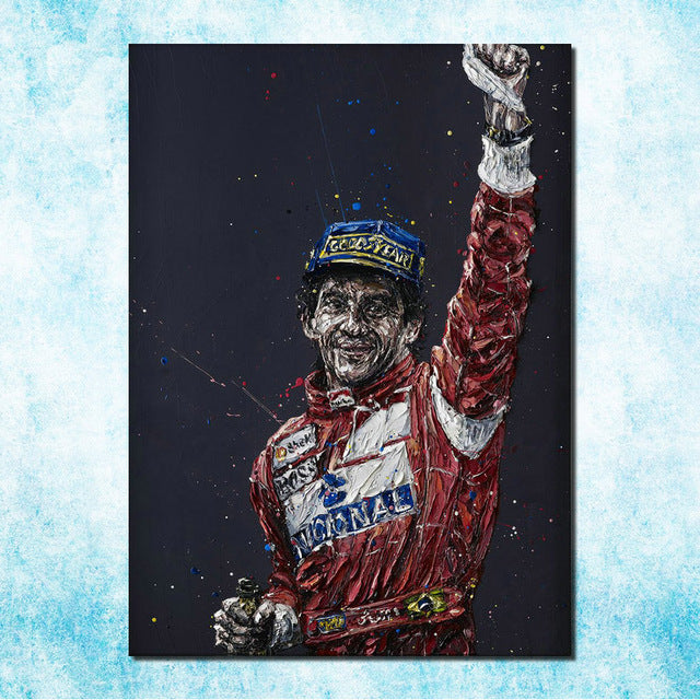 Ayrton Senna F1 racing champion Silk Canvas Poster 13x18 inches